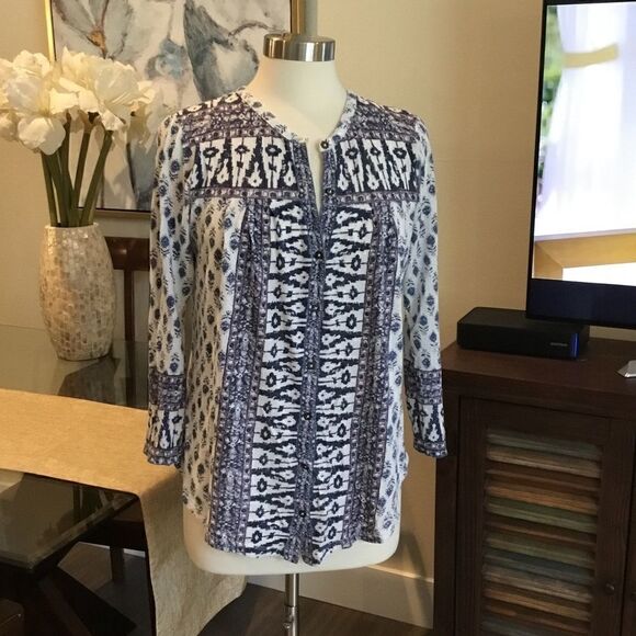 LUCKY BRAND BUTTON DOWN BLOUSE TOP M LONG SLEEVES - Picture 4 of 9